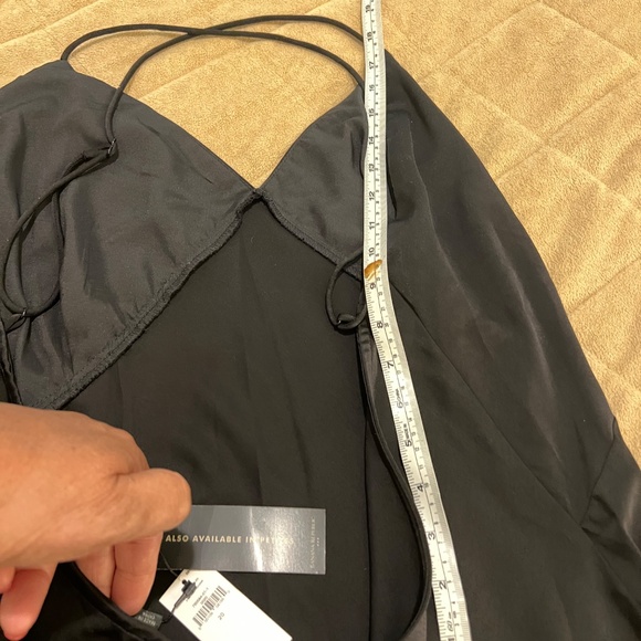 Banana Republic Black Slip Dress Bias Cut Asymmetrical Flounce Hem Size 20 - Picture 13 of 13